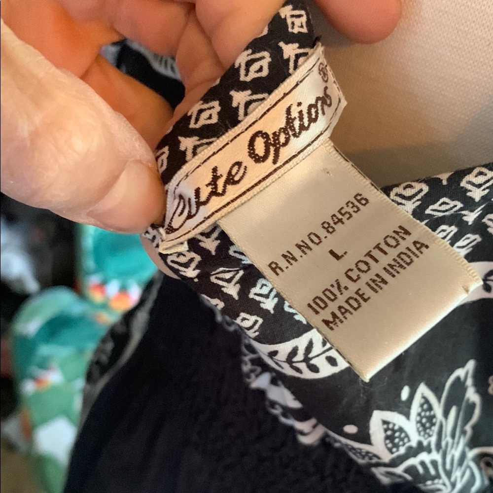 Boho Black and White Floral Sundress size large Juniors - Picture 3 of 6